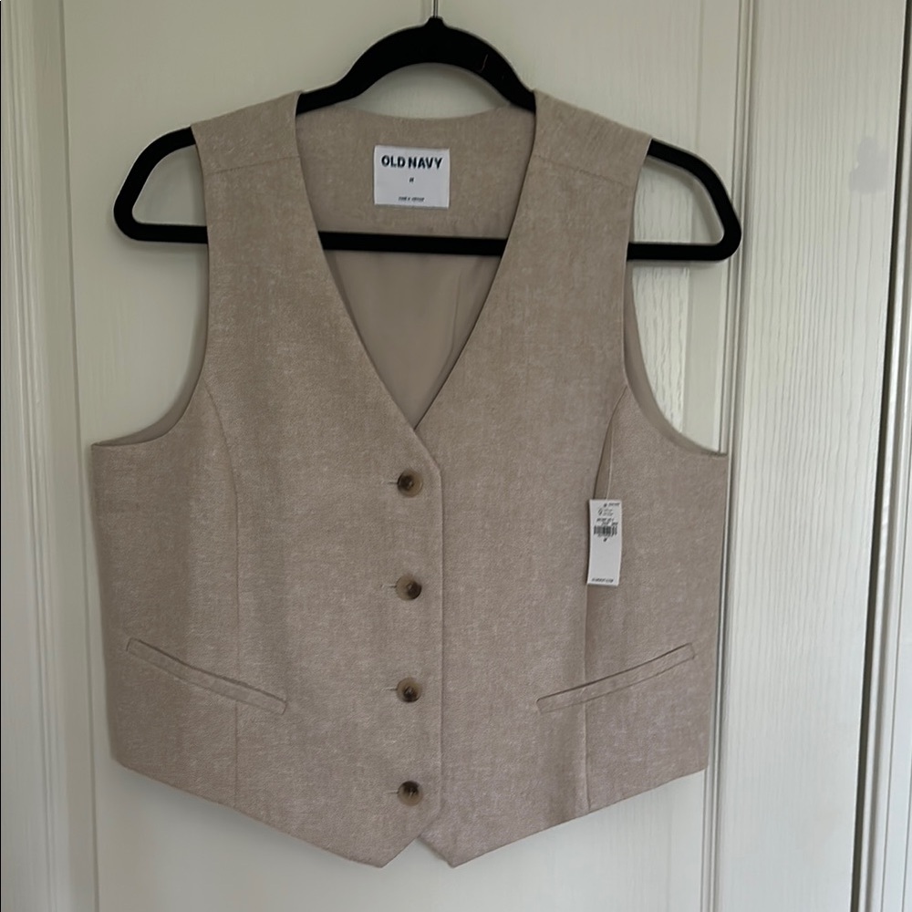 Old Navy Beige Button-Up Vest